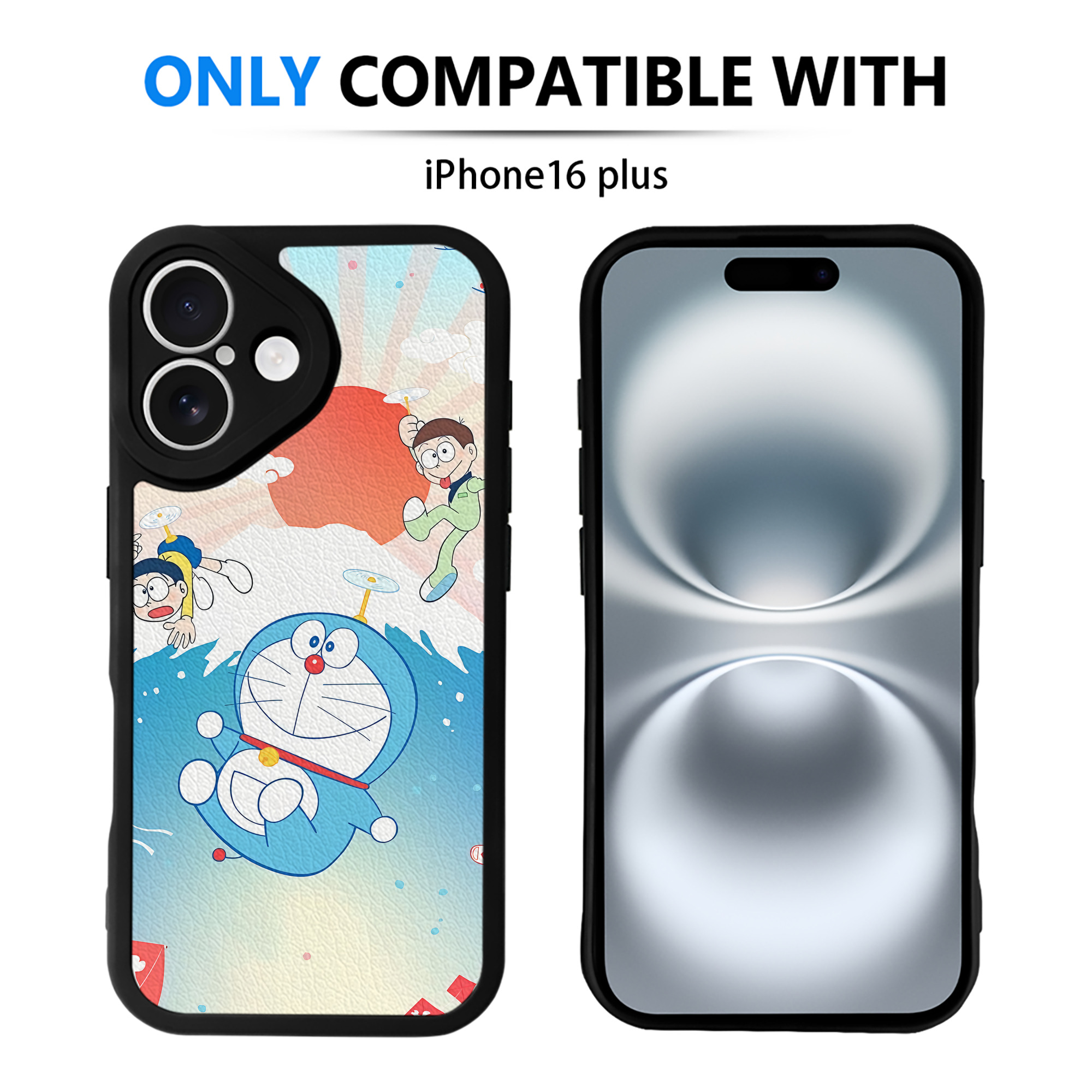 （画像用） ドラえもん Doraemon 【iPhone 16シリーズ対応】シリコンスマホケース（レザー調） 材質：シリコン